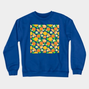 Orange fruit pattern - blue Crewneck Sweatshirt